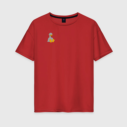 Женская футболка оверсайз Два весёлых гуся СЕРЫЙ mini / Красный – фото 1