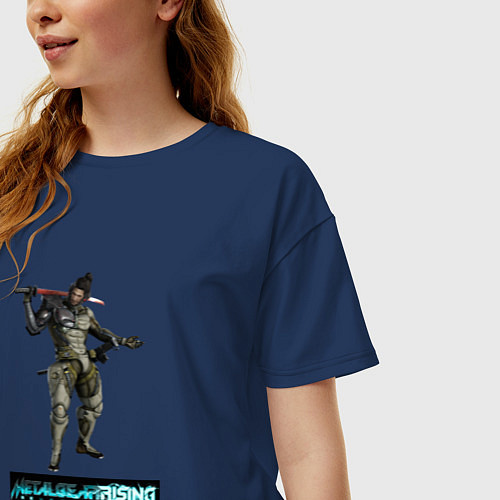 Женская футболка оверсайз Samuel Rodrigues cyborg mercenary / Тёмно-синий – фото 3