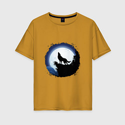 Женская футболка оверсайз Песня волка луне