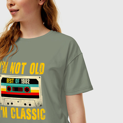 Женская футболка оверсайз Я не старый я классический 1982 аудиокассета / Авокадо – фото 3