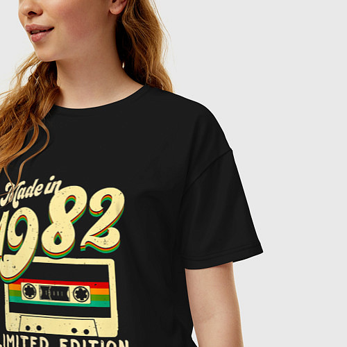 Женская футболка оверсайз Сделано в 1982 году, ограниченная серия / Черный – фото 3