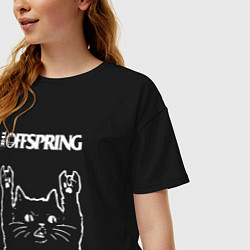 Футболка оверсайз женская The Offspring Рок кот, цвет: черный — фото 2