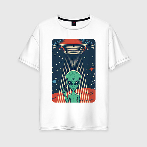 Женская футболка оверсайз Mars Alien / Белый – фото 1
