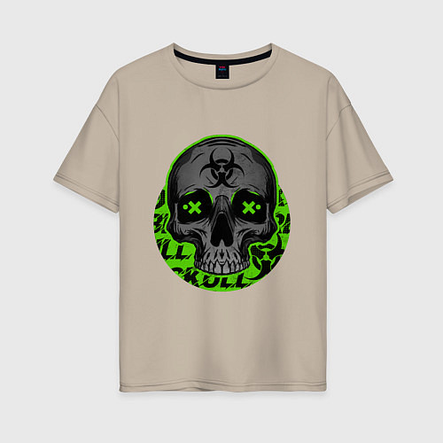 Женская футболка оверсайз SKULL TOXIC / Миндальный – фото 1