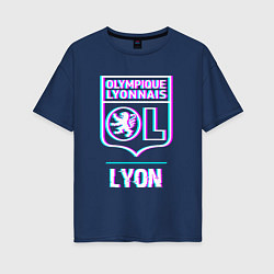 Женская футболка оверсайз Lyon FC в стиле Glitch