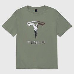 Женская футболка оверсайз Tesla Logo Тесла Логотип