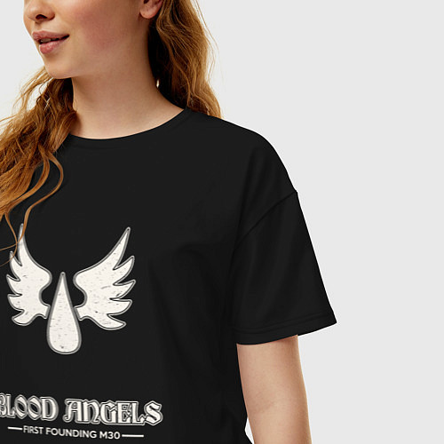 Женская футболка оверсайз Кровавые ангелы лого винтаж / Черный – фото 3