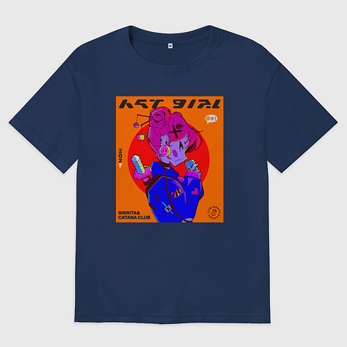 Женская футболка оверсайз Catana Club / Тёмно-синий – фото 1