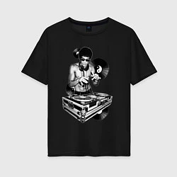 Футболка оверсайз женская Bruce Lee - Vinyl Dj, цвет: черный