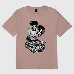 Футболка оверсайз женская Bruce Lee - Vinyl Dj, цвет: пыльно-розовый