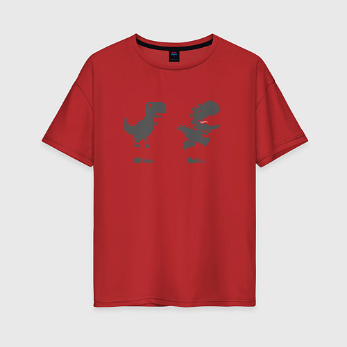 Женская футболка оверсайз Google Dinosaur оставайся на связи / Красный – фото 1