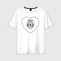 Футболка оверсайз женская Лого Sporting в сердечке, цвет: белый