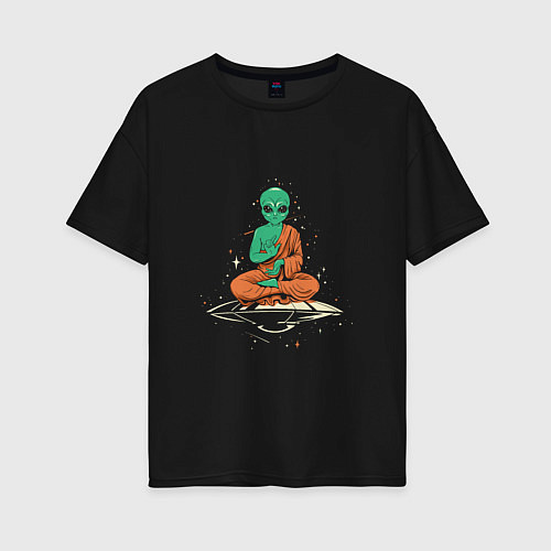 Женская футболка оверсайз Space - Yoga / Черный – фото 1