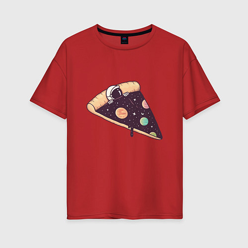 Женская футболка оверсайз Space - Pizza / Красный – фото 1