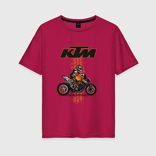 Женская футболка оверсайз KTM Moto theme / Маджента – фото 1