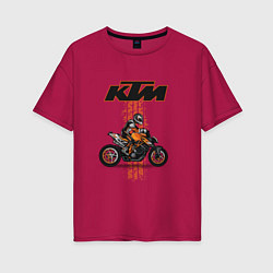 Футболка оверсайз женская KTM Moto theme, цвет: маджента