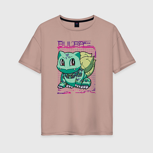 Женская футболка оверсайз Механический бульбазавр / Пыльно-розовый – фото 1