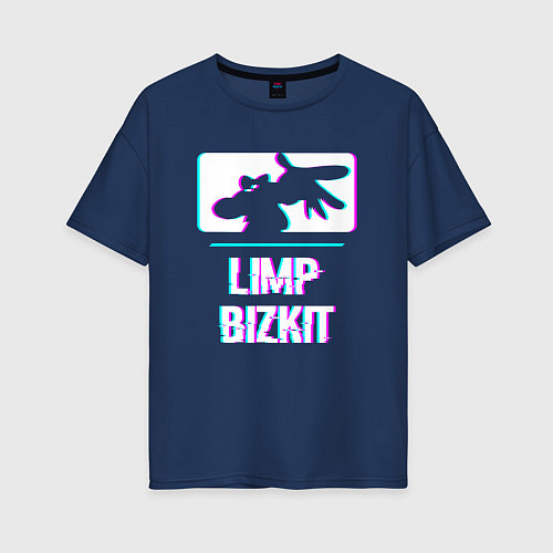 Женская футболка оверсайз Limp Bizkit Glitch Rock / Тёмно-синий – фото 1