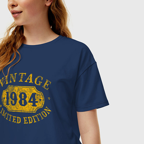 Женская футболка оверсайз Винтаж 1984 лимитированная серия / Тёмно-синий – фото 3