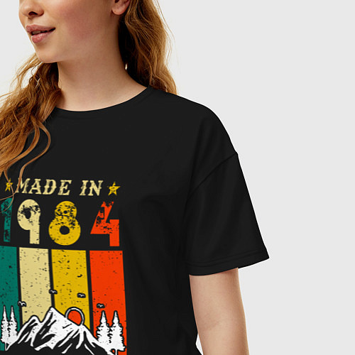 Женская футболка оверсайз Сделано в 1984 идеальный возраст / Черный – фото 3