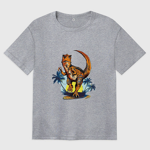 Женская футболка оверсайз TYRANNOSAURUS IN PURSUIT / Меланж – фото 1