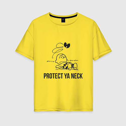 Женская футболка оверсайз WU Protect Ya Neck / Желтый – фото 1