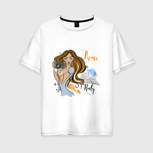 Женская футболка оверсайз GIRL IN ROME / Белый – фото 1