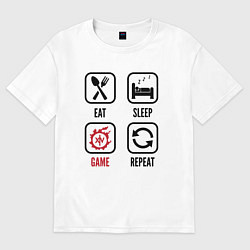 Футболка оверсайз женская Eat - Sleep - Final Fantasy - Repeat, цвет: белый