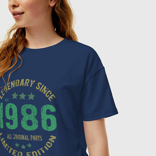Женская футболка оверсайз Легенда с 1986 года / Тёмно-синий – фото 3