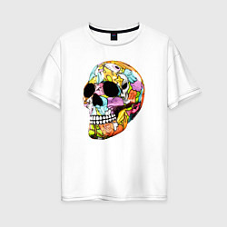 Женская футболка оверсайз Art cool skull