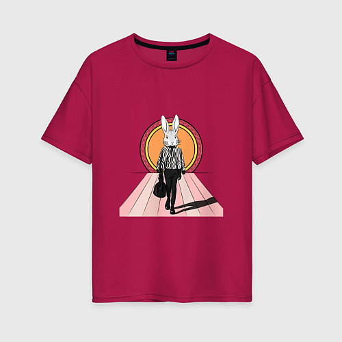 Женская футболка оверсайз Модный кролик Луи / Маджента – фото 1