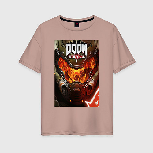 Женская футболка оверсайз Doom eternal - poster / Пыльно-розовый – фото 1