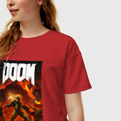 Футболка оверсайз женская Doom slayer - hell, цвет: красный — фото 2