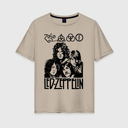 Футболка оверсайз женская Led Zeppelin Black, цвет: миндальный