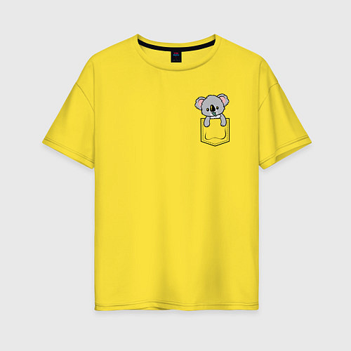 Женская футболка оверсайз Коала в кармашке / Желтый – фото 1