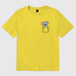 Женская футболка оверсайз Коала в кармашке