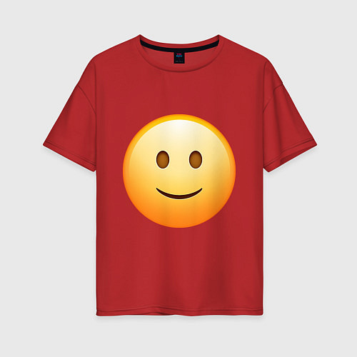 Женская футболка оверсайз Эмодзи Простая Улыбка / Красный – фото 1