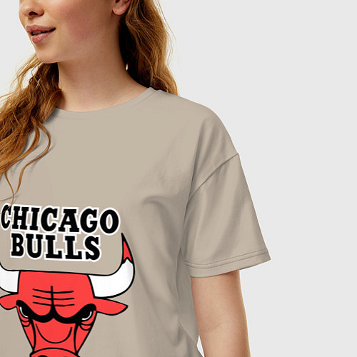 Женская футболка оверсайз Chicago Bulls / Миндальный – фото 3