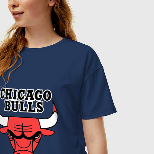 Женская футболка оверсайз Chicago Bulls / Тёмно-синий – фото 3