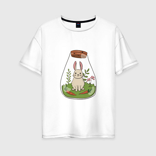 Женская футболка оверсайз The hare in the flask / Белый – фото 1
