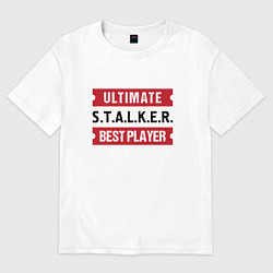 Женская футболка оверсайз S T A L K E R : таблички Ultimate и Best Player