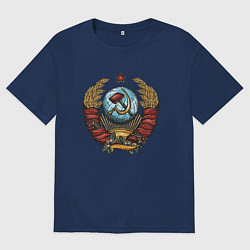 Футболка оверсайз женская Серп и молот СССР, цвет: тёмно-синий