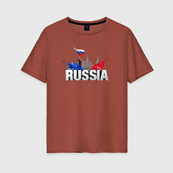 Женская футболка оверсайз Russia объемный текст