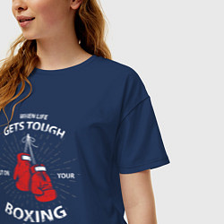 Футболка оверсайз женская Boxing Cool, цвет: тёмно-синий — фото 2