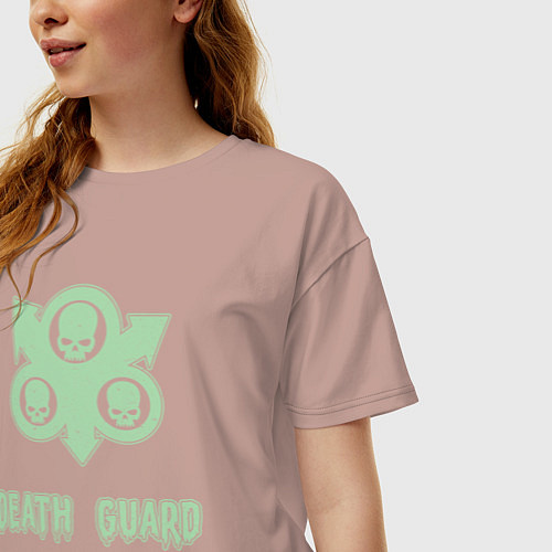 Женская футболка оверсайз Гвардия смерти Нургла винтаж лого / Пыльно-розовый – фото 3