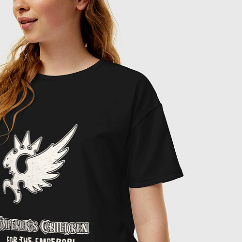 Женская футболка оверсайз Дети императора хаос винтаж лого / Черный – фото 3