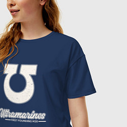 Футболка оверсайз женская Ультрамарины винтаж лого, цвет: тёмно-синий — фото 2