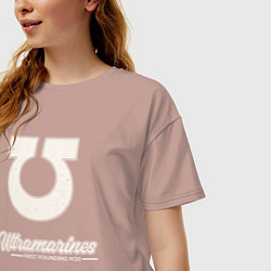 Футболка оверсайз женская Ультрамарины винтаж лого, цвет: пыльно-розовый — фото 2