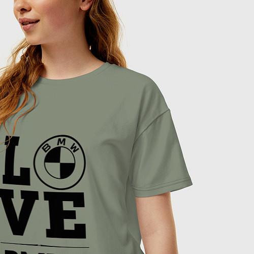 Женская футболка оверсайз BMW love classic / Авокадо – фото 3