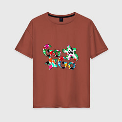 Женская футболка оверсайз Go-Go Аппликация разноцветные буквы